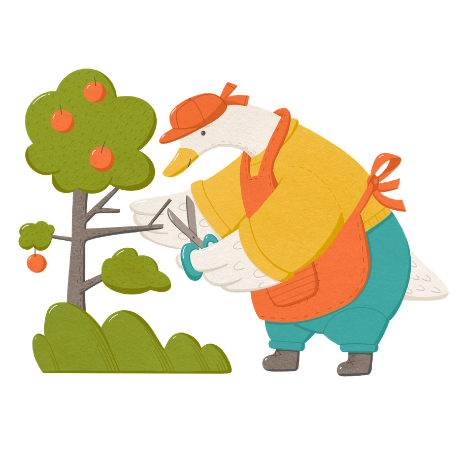 A dancing goose wearing headphones and colorful clothes - Goose style illustration