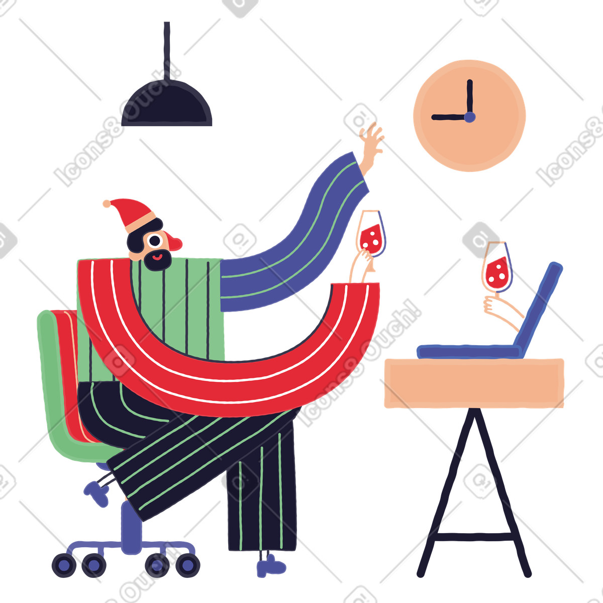 Ilustración Año nuevo virtual en estilo Stripy a descargar en PNG y SVG