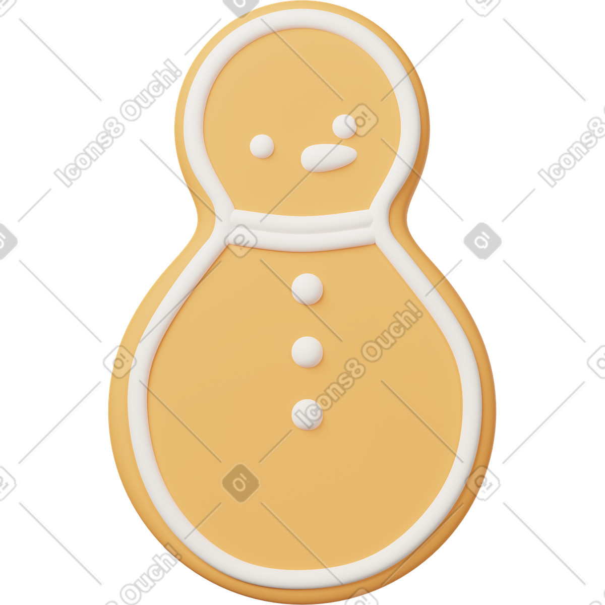 Ilustração de Snowman cookie with white glaze outline em no estilo 3D Casual life para baixar em PNG, SVG