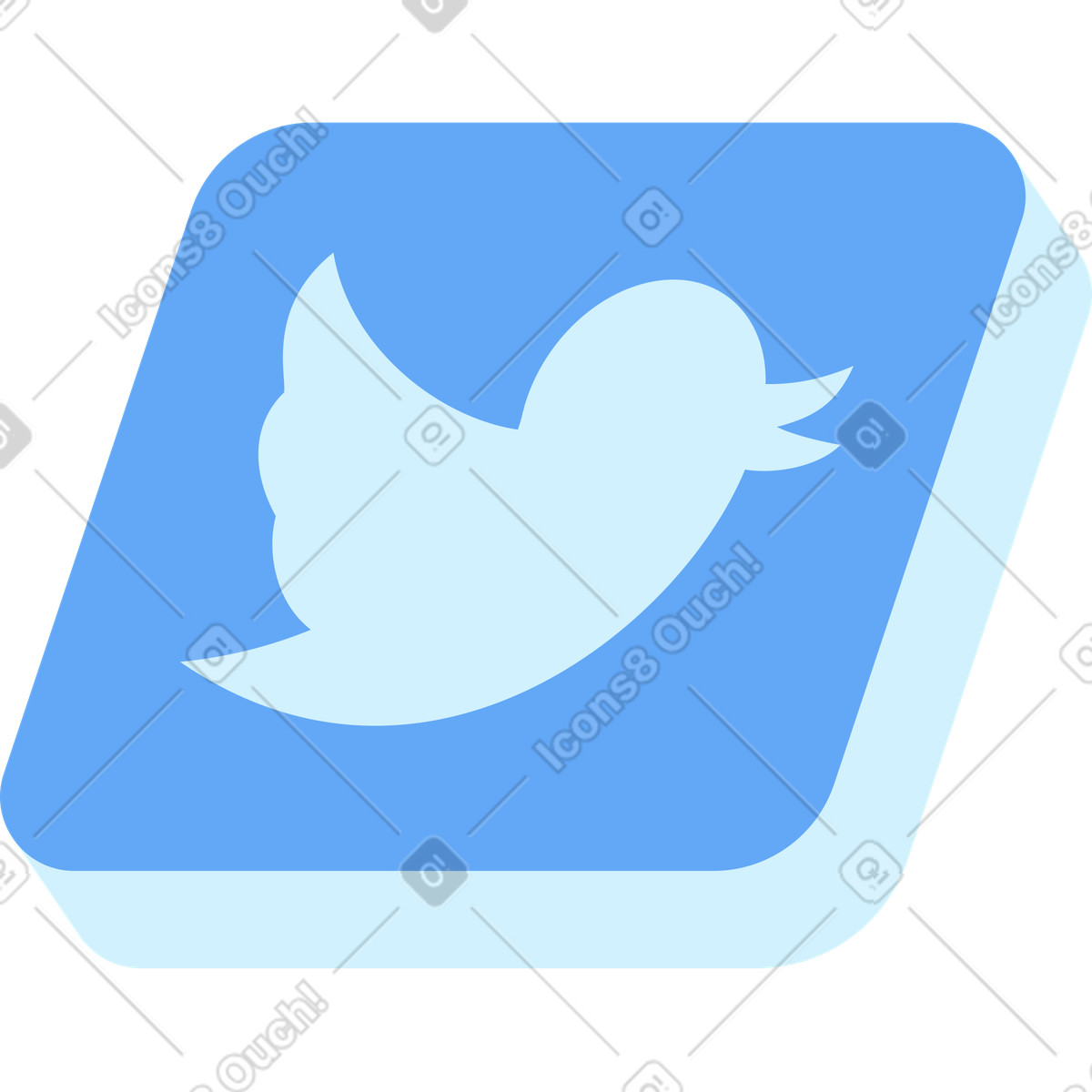 Ilustración Twitter blue button en estilo Glossy a descargar en PNG y SVG