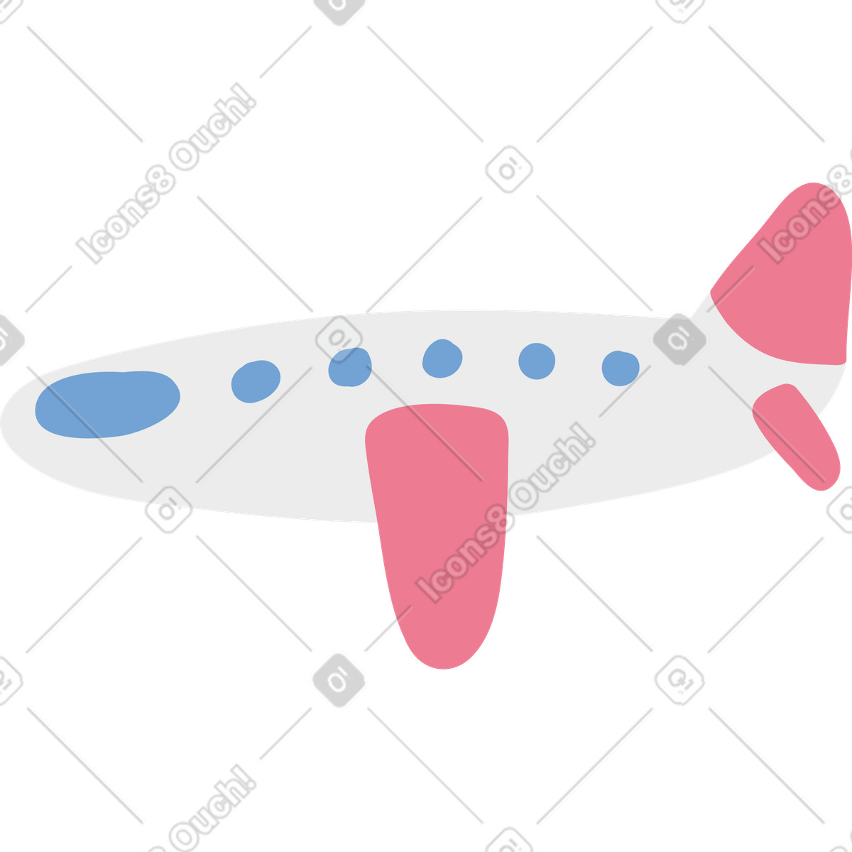 Flugzeug-Illustration im Pluto-Stil als Download in PNG, SVG