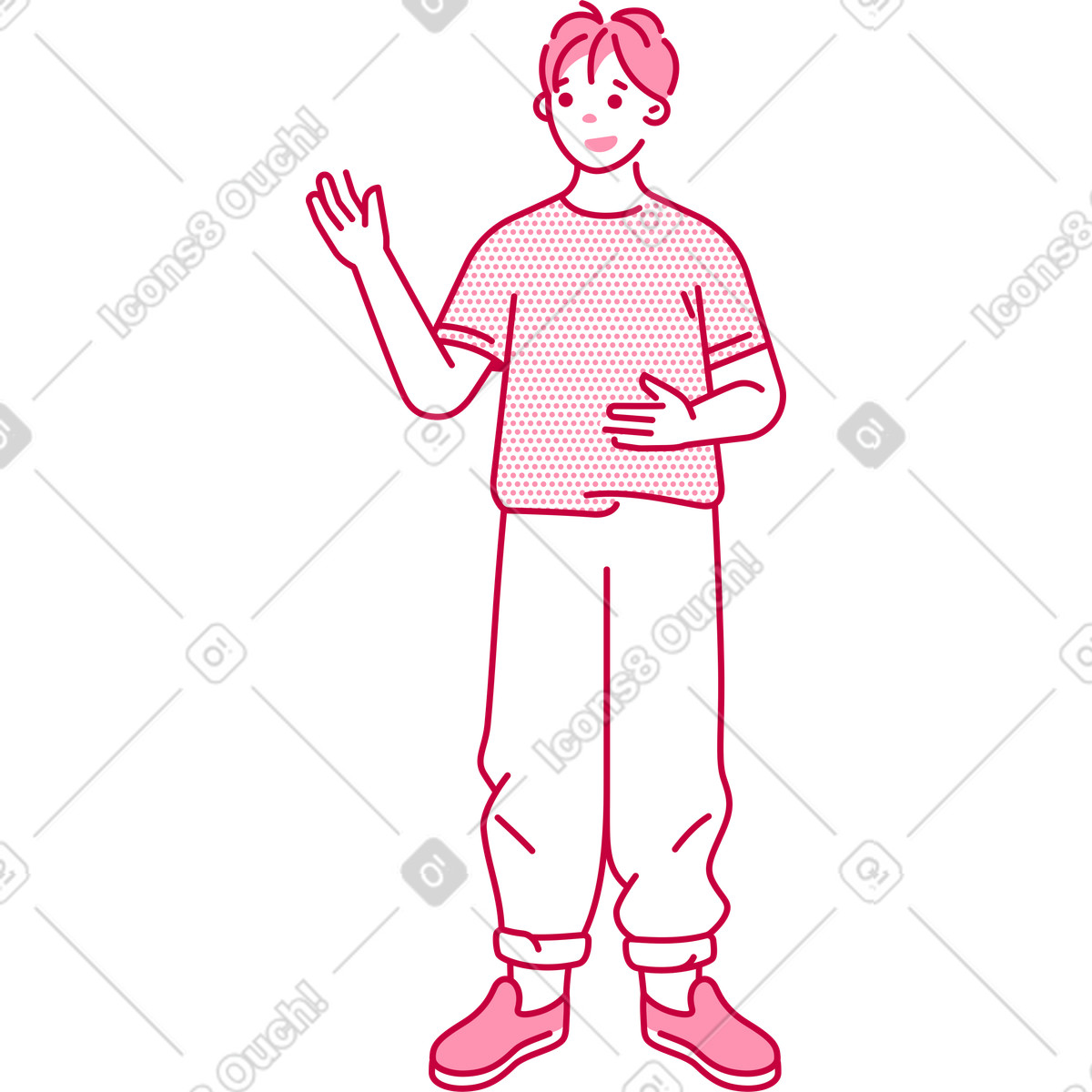 Illustration Jeune homme pointant quelque chose dans le style Natty à télécharger aux formats PNG, SVG