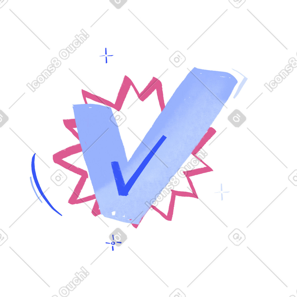 Illustration Checkmark with graphic elements dans le style Quirky à télécharger aux formats PNG, SVG