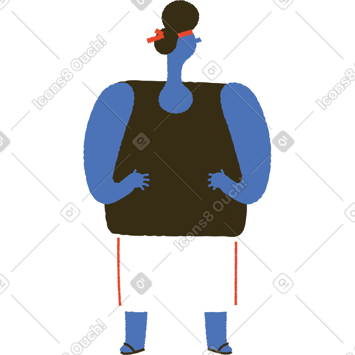 Ilustração de Blue skinned man with red bandage on his head em no estilo Bermuda para baixar em PNG, SVG