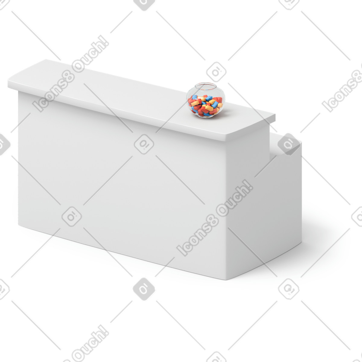 Ilustración Mostrador de recepción blanco en estilo 3D Flame a descargar en PNG y SVG