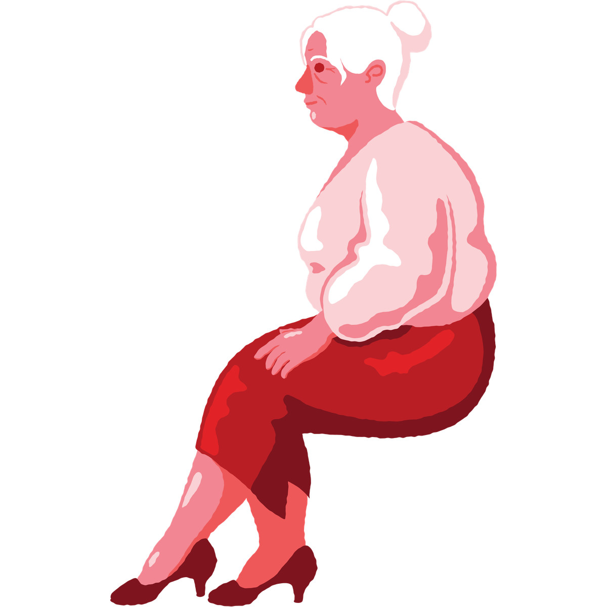 Ilustração de Old curvy woman sitting side view em no estilo Cherry para baixar em PNG, SVG