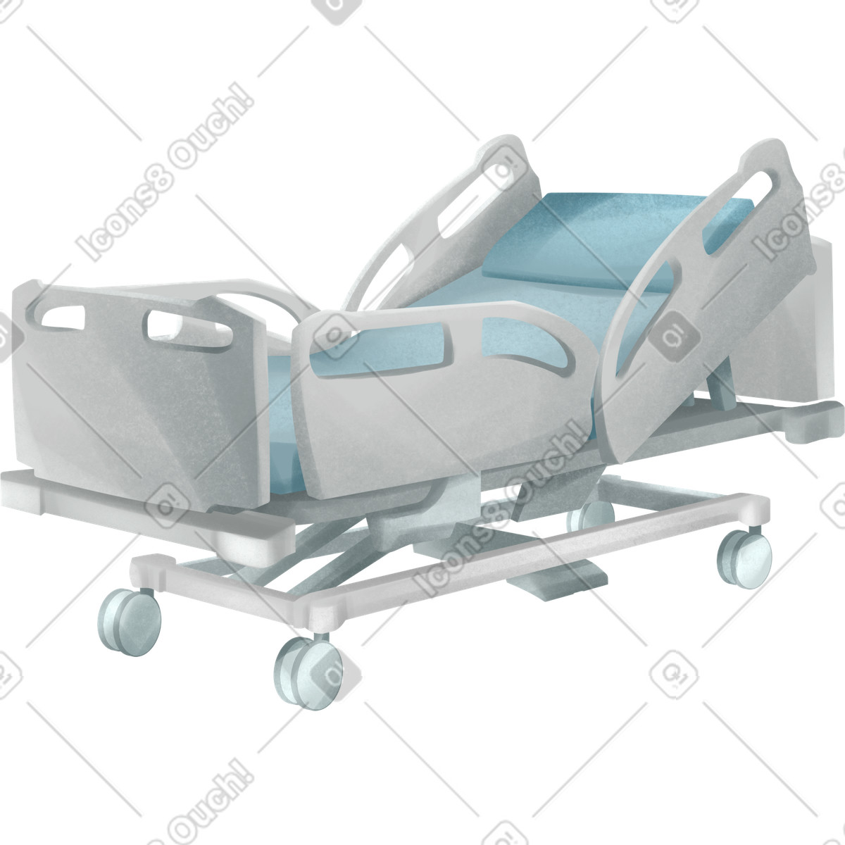 Hospital bed illustration in Demure style download in PNG, SVG