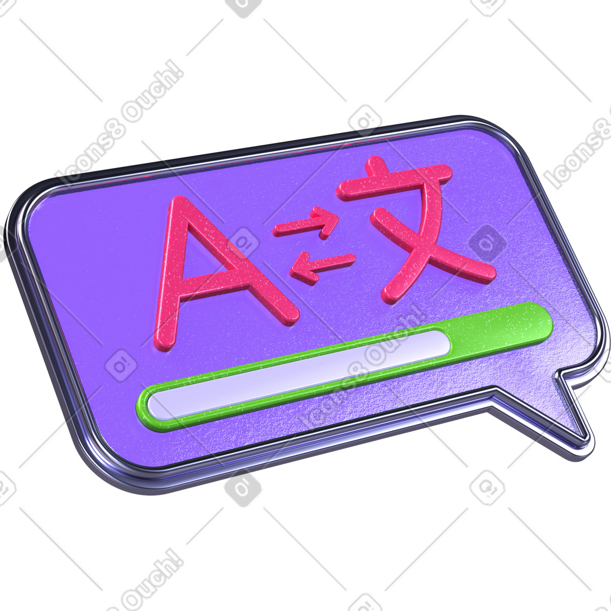 下载 3D Boost 风格的 翻译图标、语言转换、语音气泡 ui 插画，支持 PNG、SVG 格式