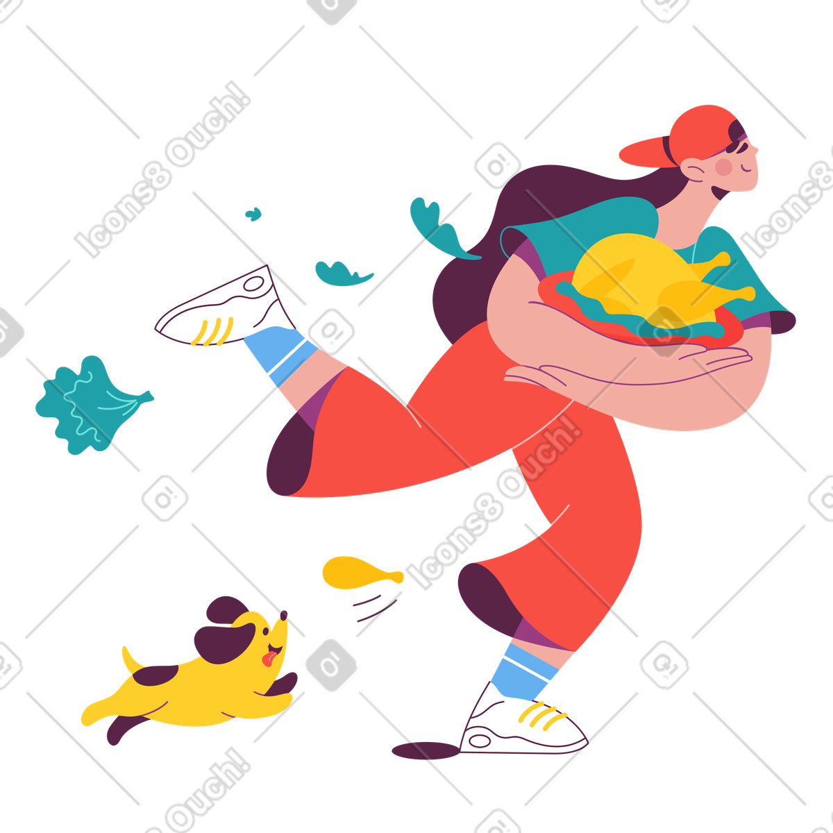 Woman bringing turkey illustration Thanksgiving dinner clipart vectors for culinary projects