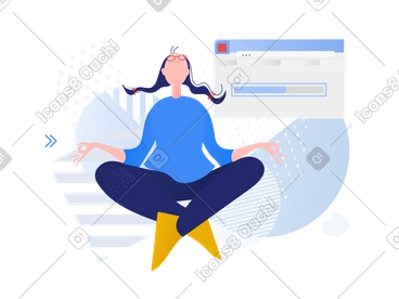 Woman meditating and downloading files PNG, SVG