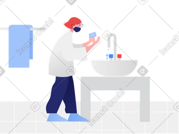 Girl washes hands PNG, SVG