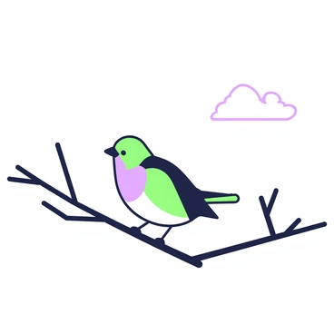 A goldfinch sitting on a thin branch against a clear sky