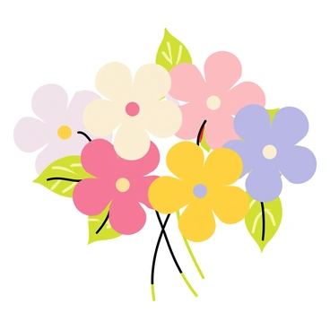 A bouquet of primroses with delicate petals in soft, pastel hues of pink, yellow, and lavender. The flowers are arranged in a natural, loose style, showcasing their rounded shapes. Green leaves with a subtle texture surround the blooms, adding depth to the composition. The background is a gentle blend of light colors that complements the primroses, enhancing their gentle beauty.