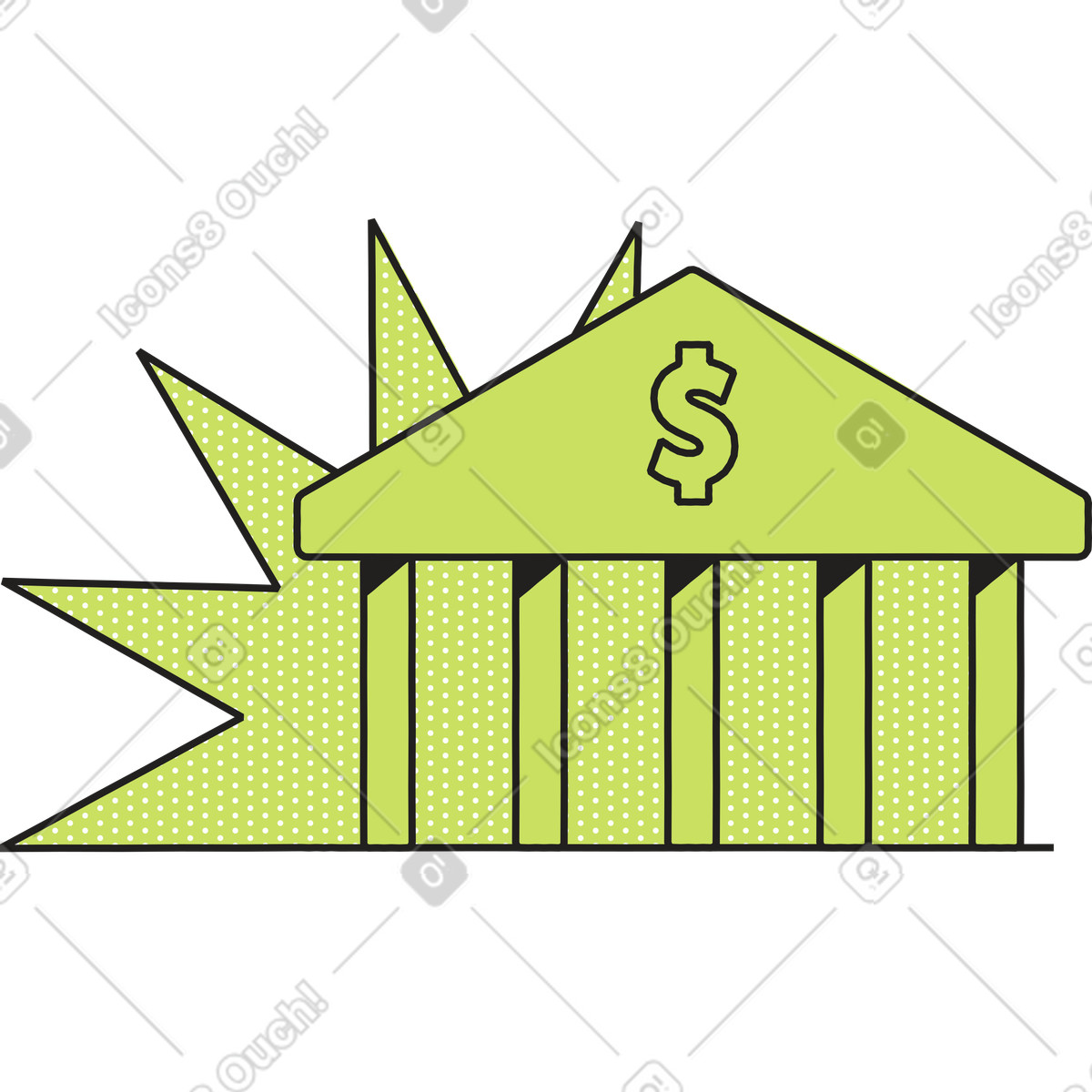 Ilustração de Prédio do banco com cifrão em no estilo Dazzle para baixar em PNG, SVG