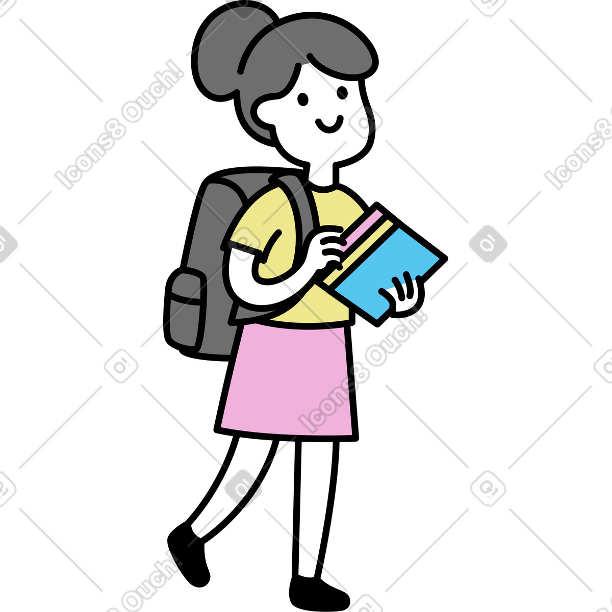 Ilustração de Girl with book em no estilo Mochi para baixar em PNG, SVG