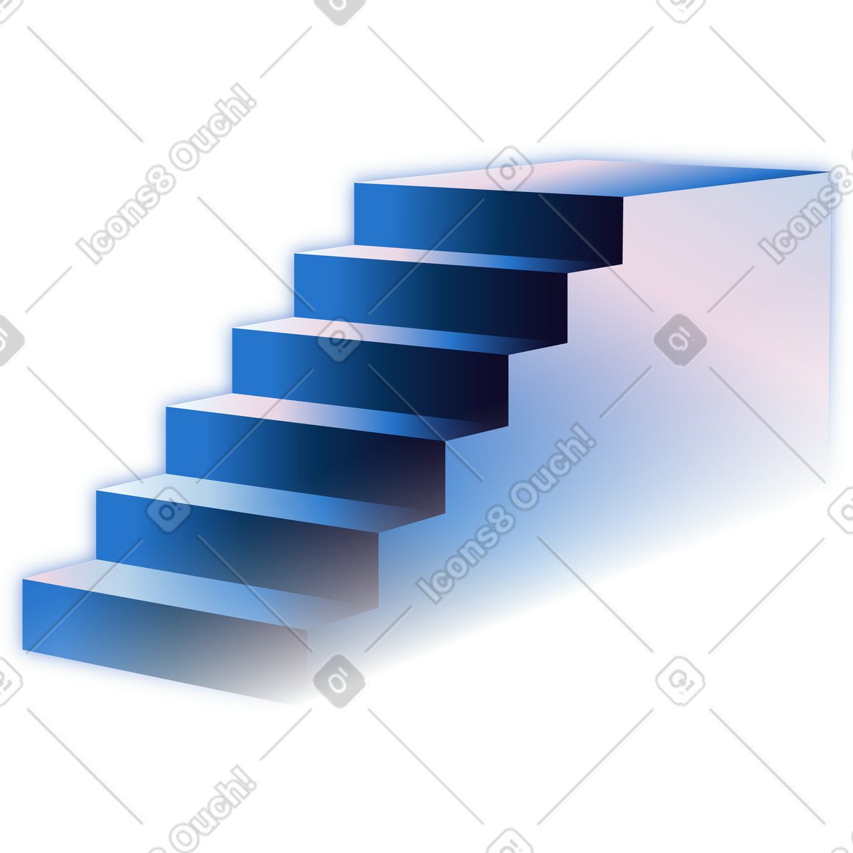 Blue gradient staircase steps-Illustration im Dimension-Stil als Download in PNG, SVG