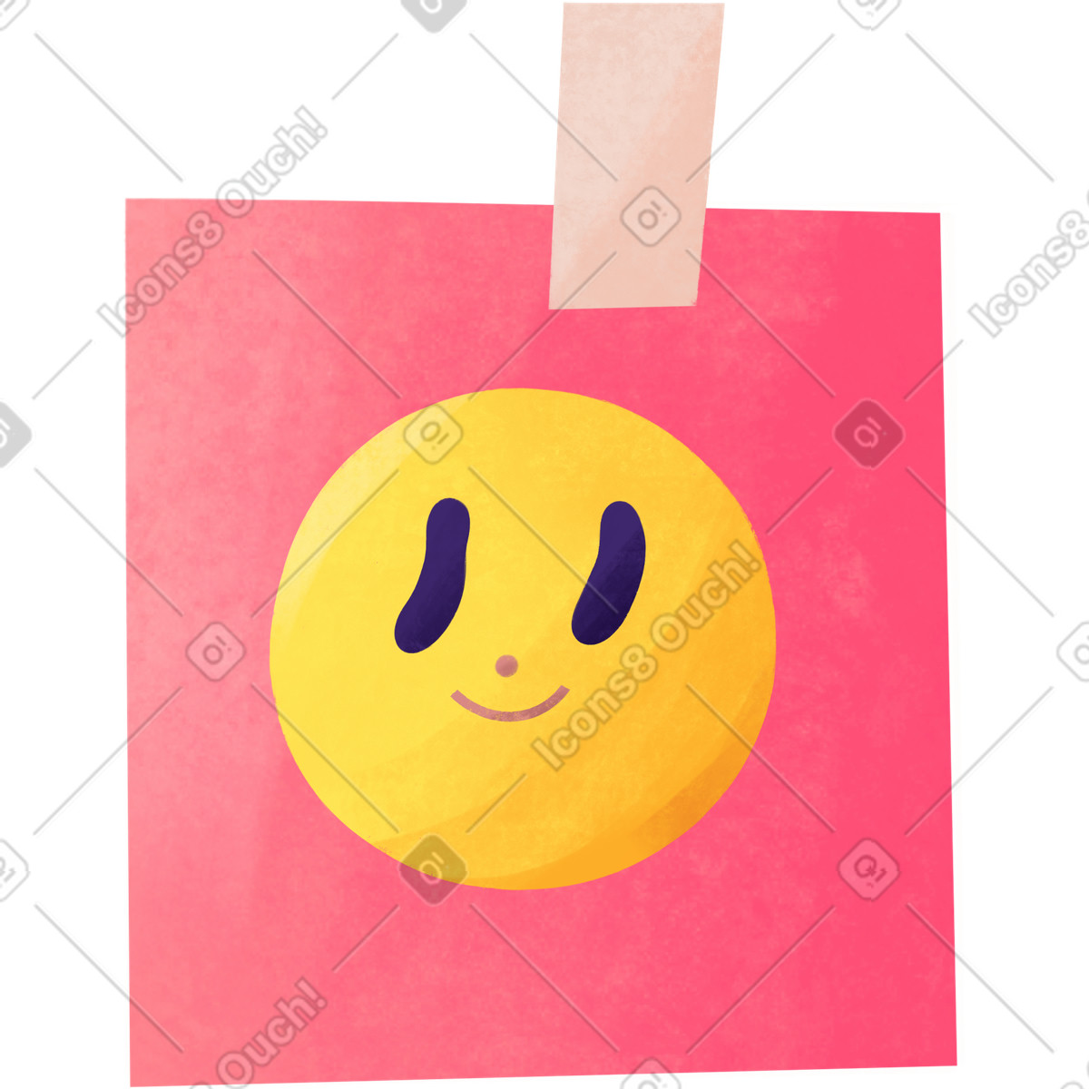 Ilustração de Note paper with smiley face em no estilo Bonbon para baixar em PNG, SVG