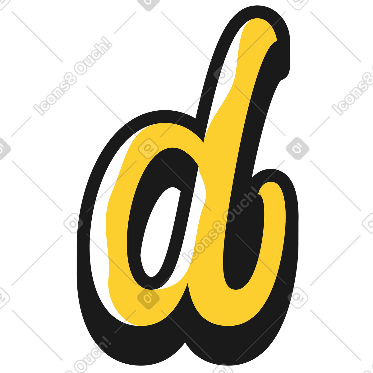 Lowercase letter d illustration in Taxi style download in PNG, SVG