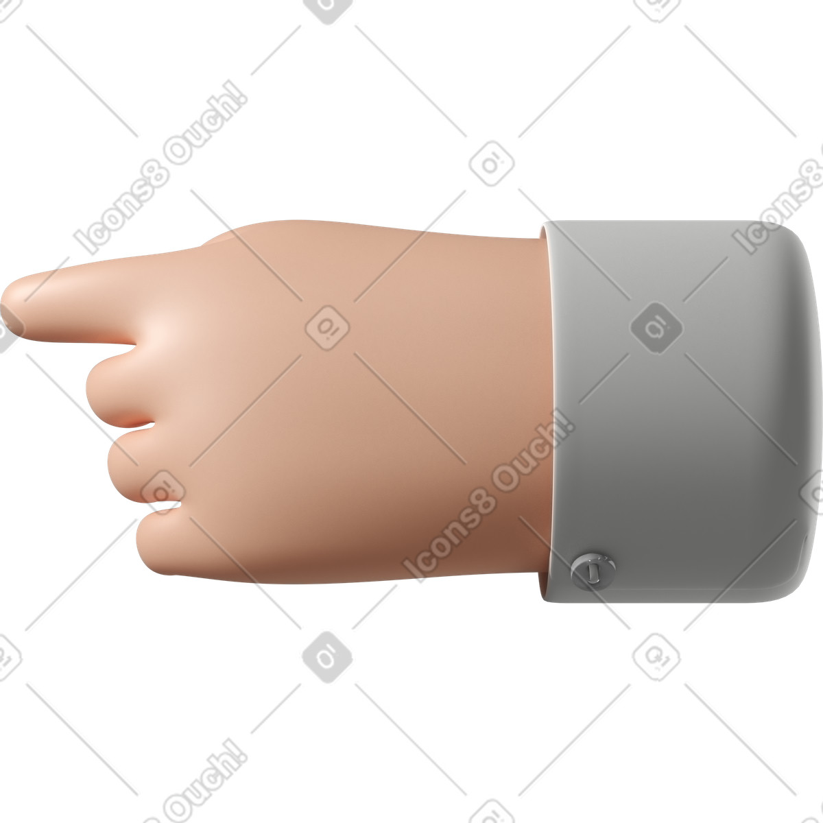 White skin hand pointing to the left illustration in 3D Hands Fun&Wild style download in PNG, SVG