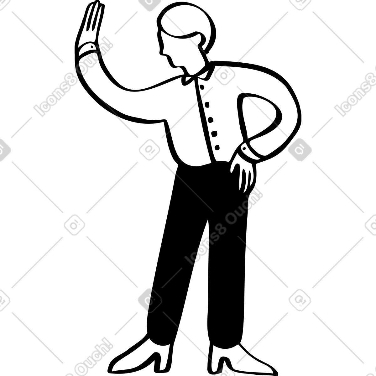 Man waving illustration in Journal style download in PNG, SVG