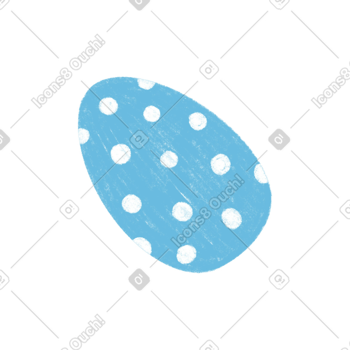 Blue egg with white polka dots illustration in Tutti style download in PNG, SVG