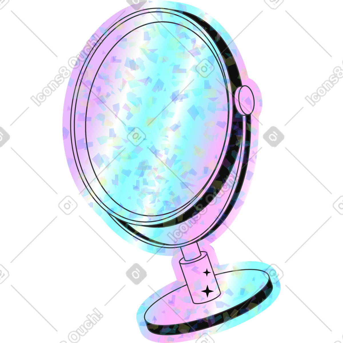 Spiegel-Illustration im Holostickers-Stil als Download in PNG, SVG
