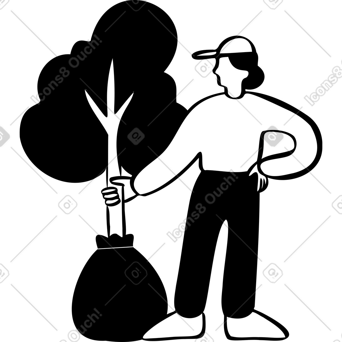 Man with tree illustration in Journal style download in PNG, SVG