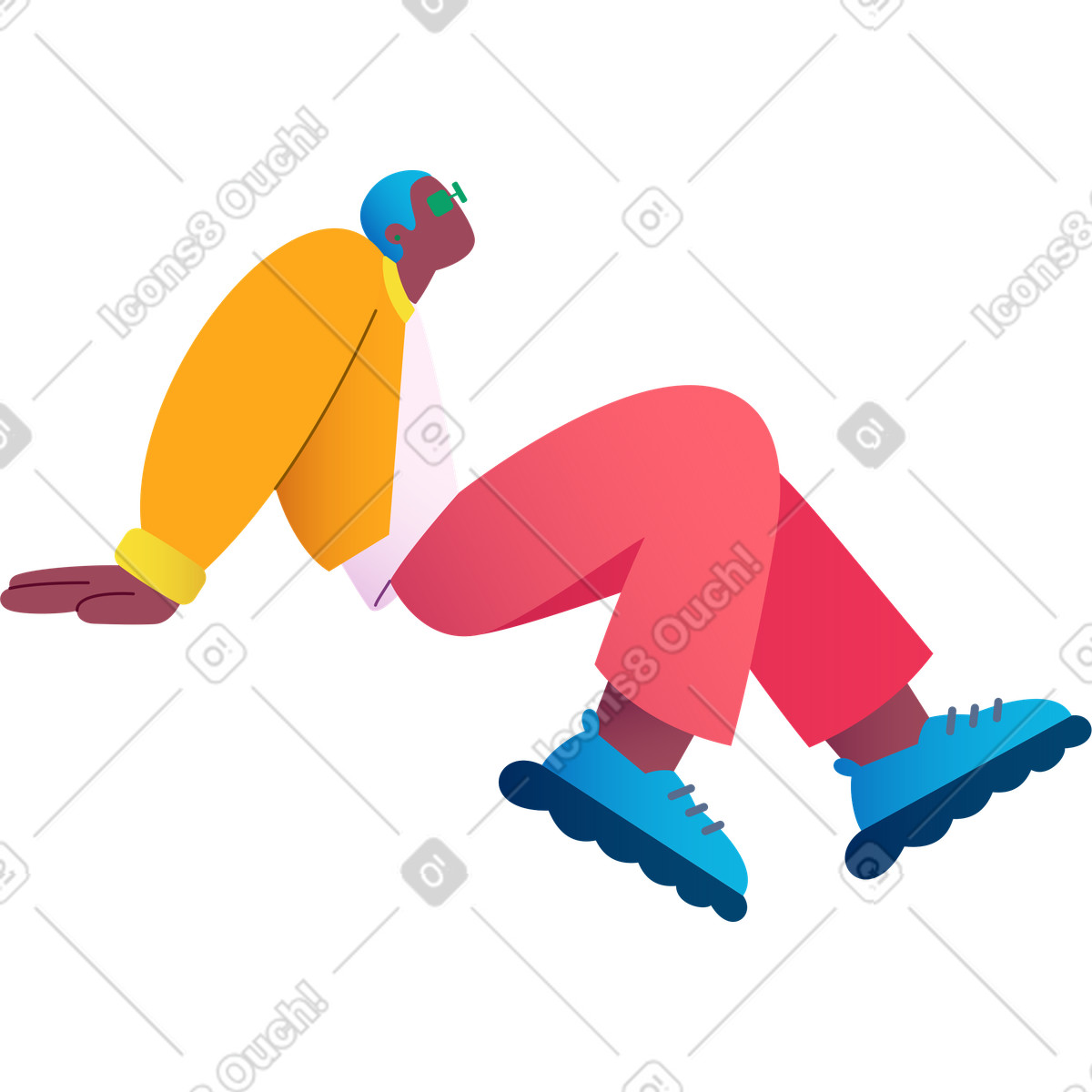 Man with glasses sitting and looking up illustration in Colors style download in PNG, SVG