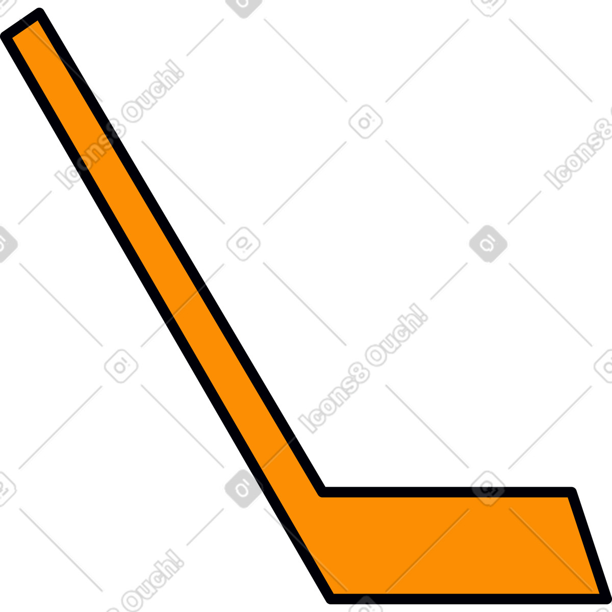 Oranger hockeyschläger-Illustration im Droll-Stil als Download in PNG, SVG