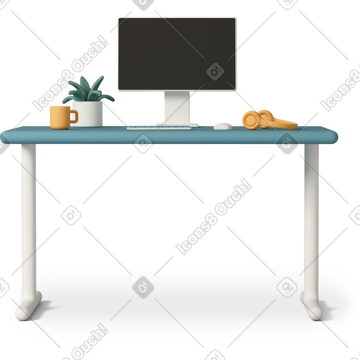 Ilustração de Computer desk with monitor em no estilo 3D Casual life para baixar em PNG, SVG