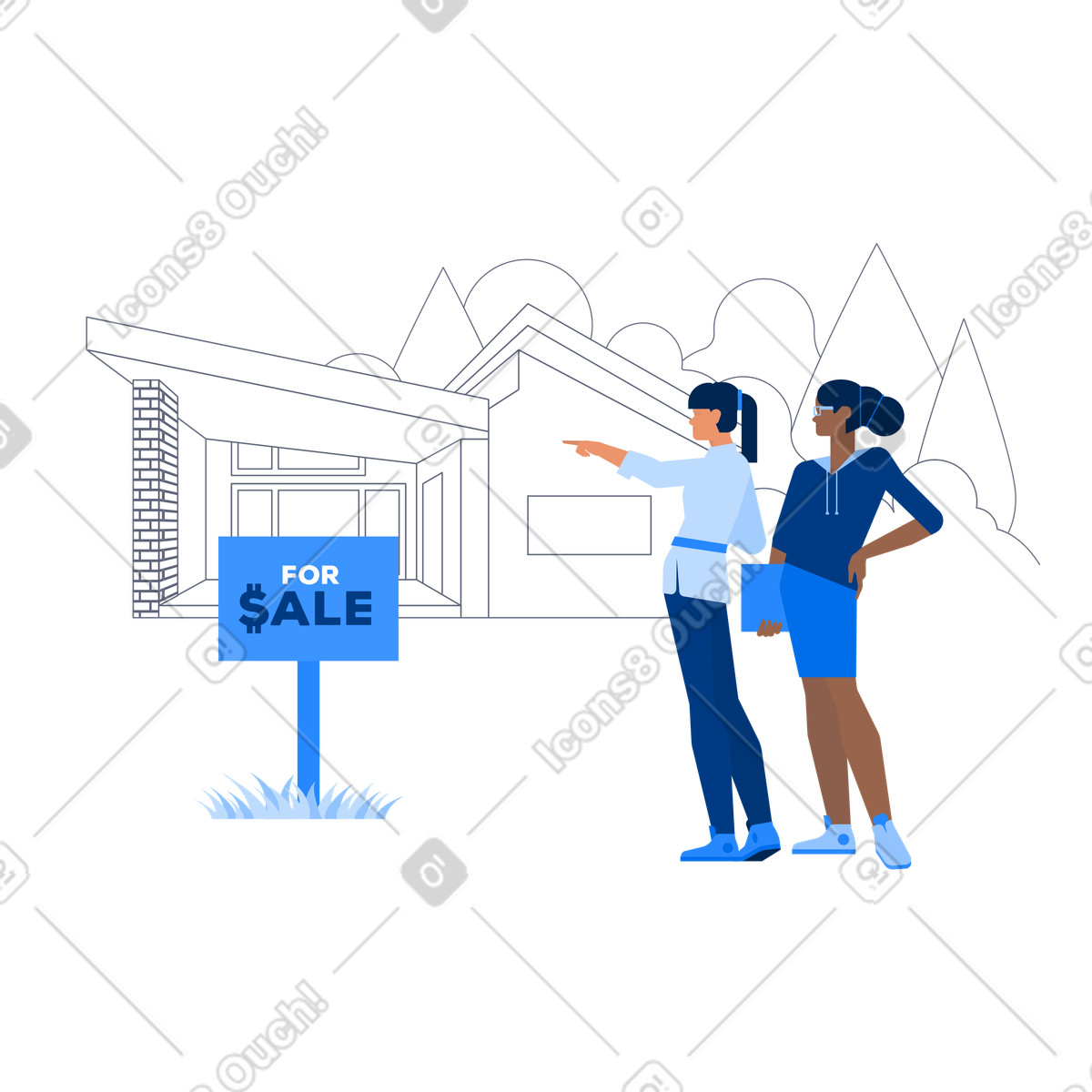 Ilustração de Casa à venda em no estilo Urban para baixar em PNG, SVG