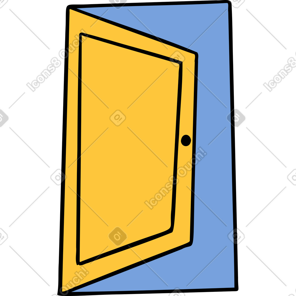 Open door illustration in Comic style download in PNG, SVG