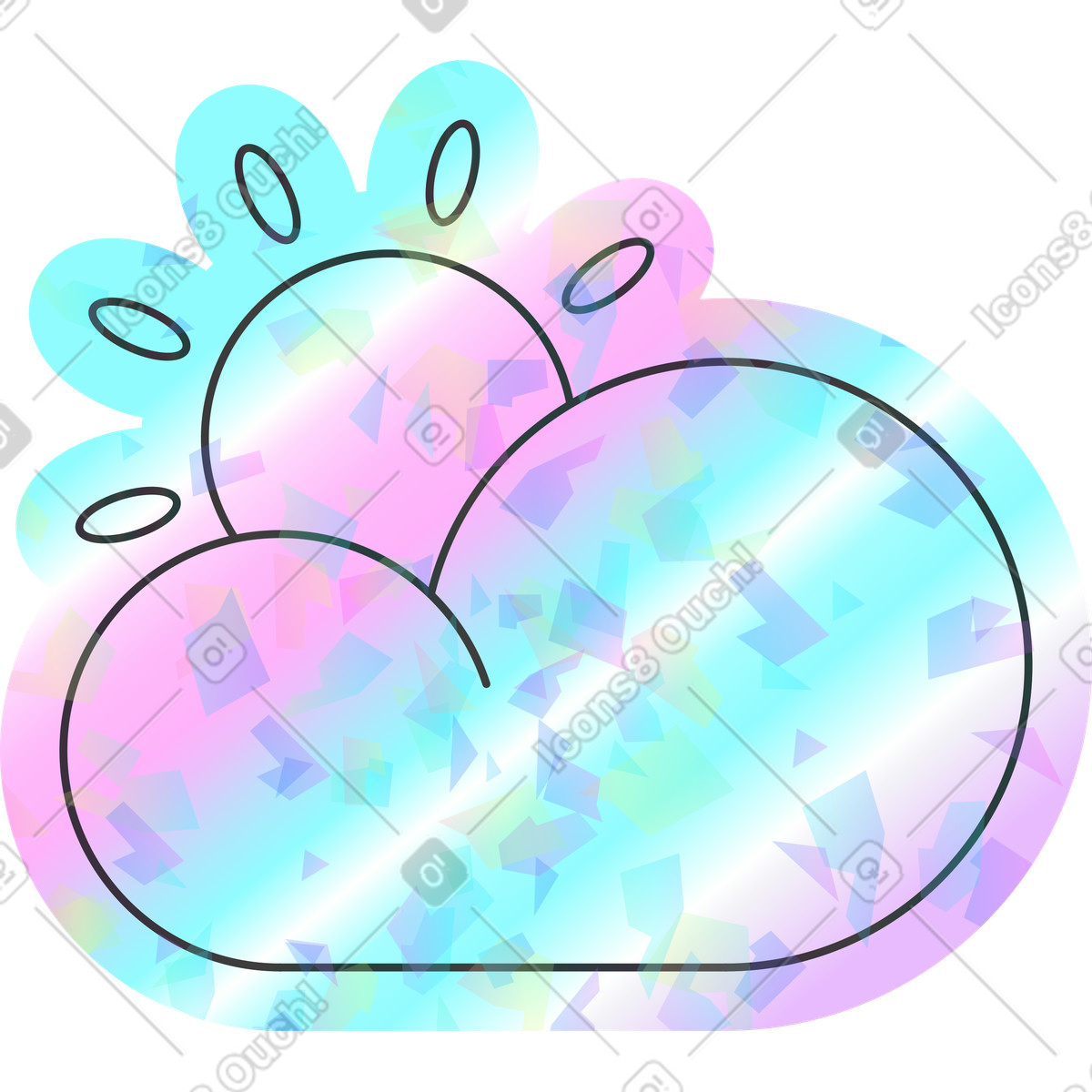 Teilweise wolkig-Illustration im Holostickers-Stil als Download in PNG, SVG