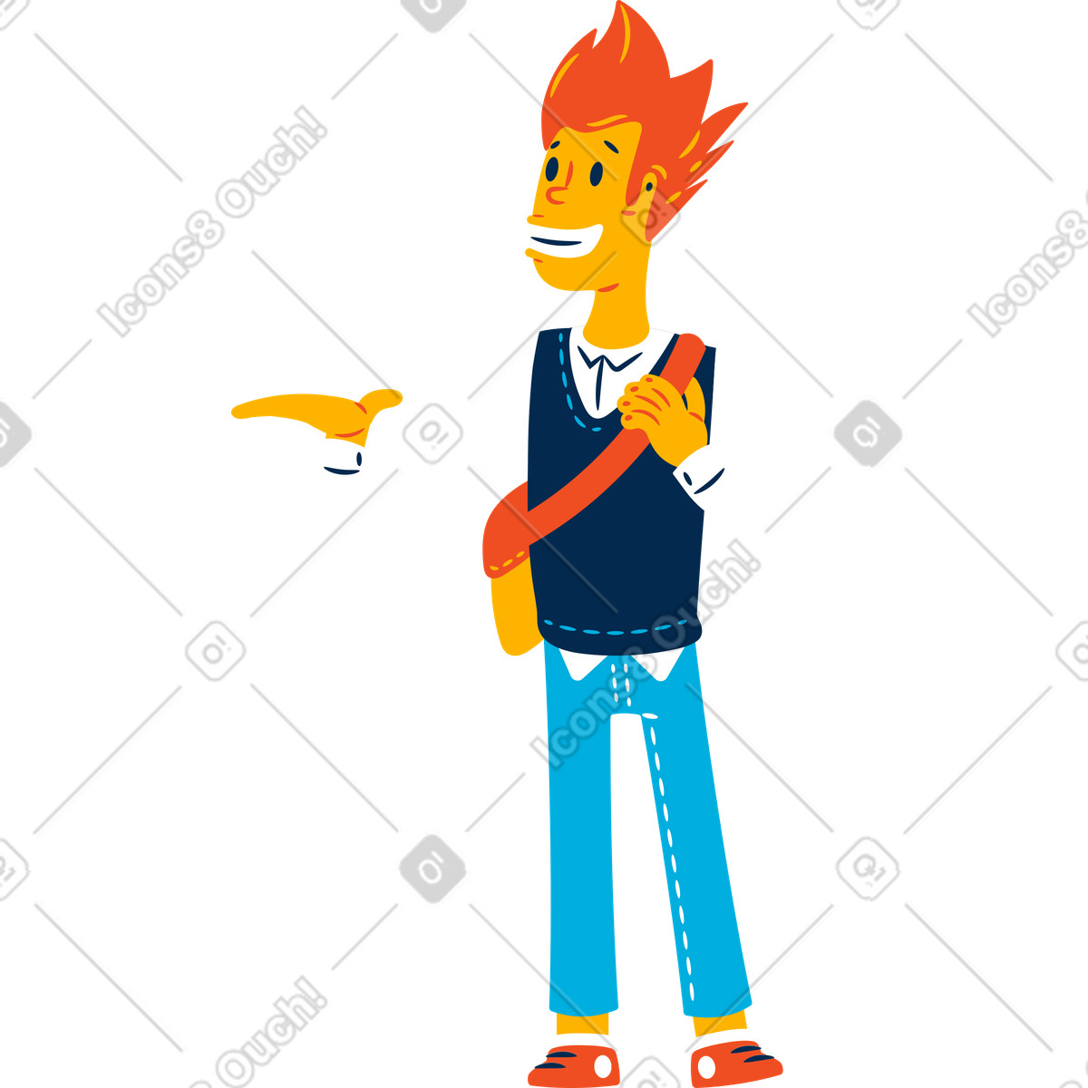 Man student illustration in Flame style download in PNG, SVG