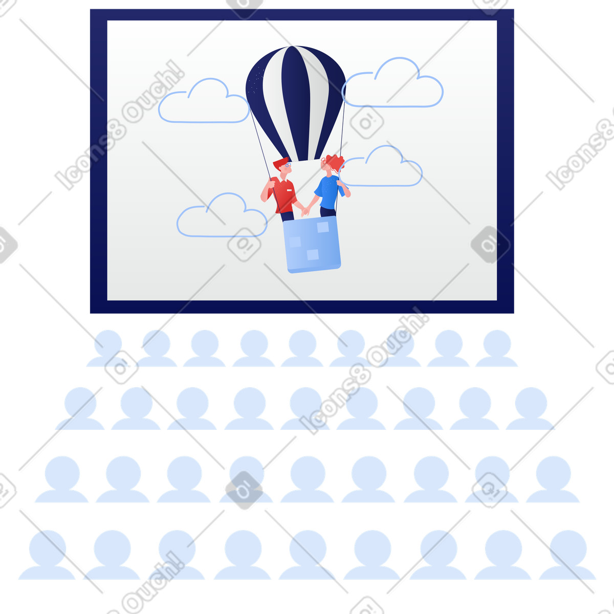 Ilustración Gente viendo una película en el cine. estilo Clip a descargar PNG y SVG