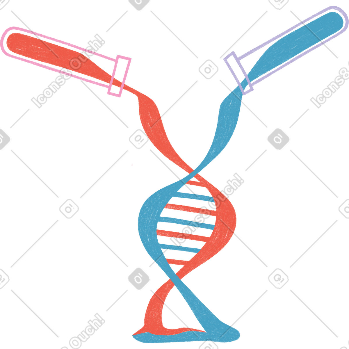 Ilustração de Dna chain in two test tubes em no estilo Tutti para baixar em PNG, SVG