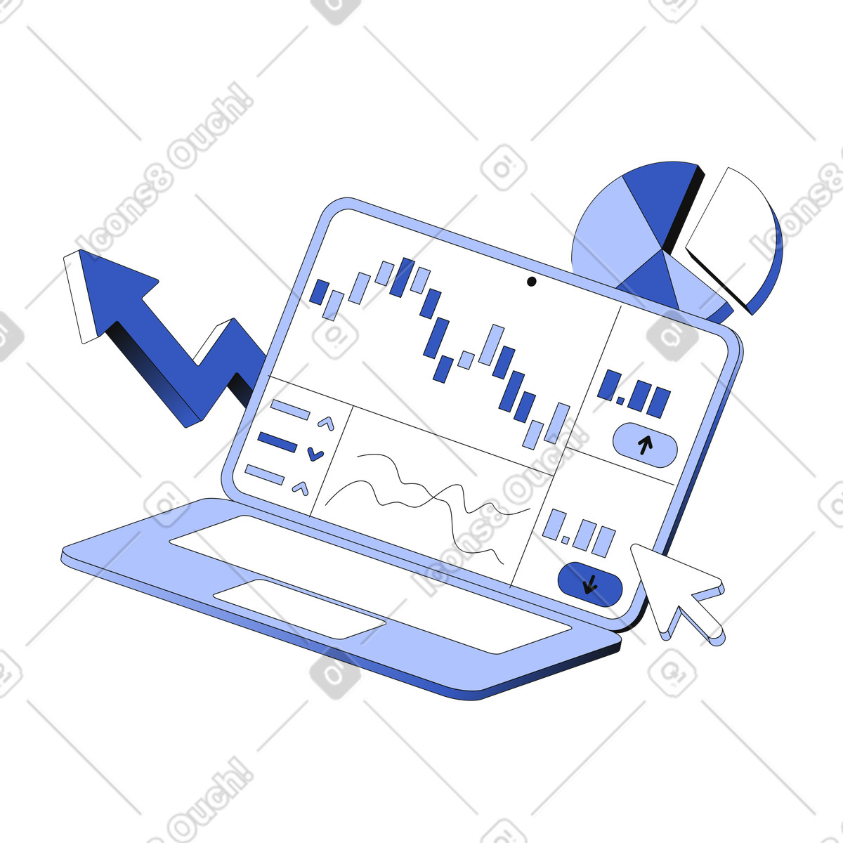 Stock trading online on stock market animated illustration in GIF, Lottie (JSON), AE