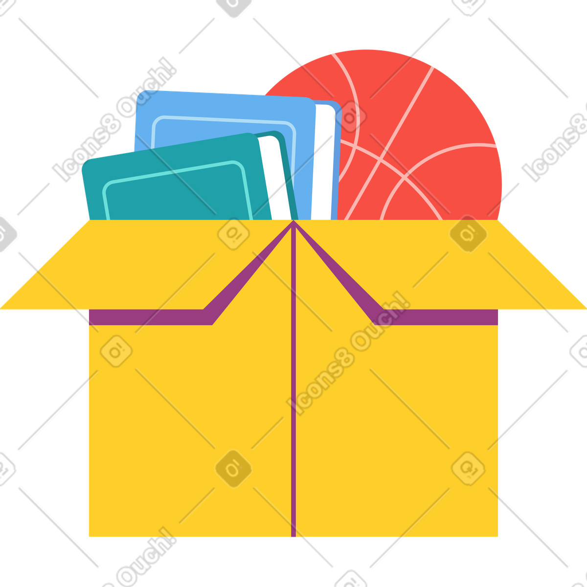 Kiste voller sachen-Illustration im Sammy-Stil als Download in PNG, SVG