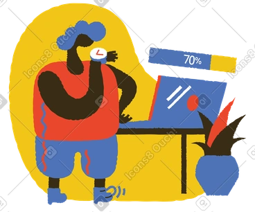 Man waiting for download to finish PNG, SVG