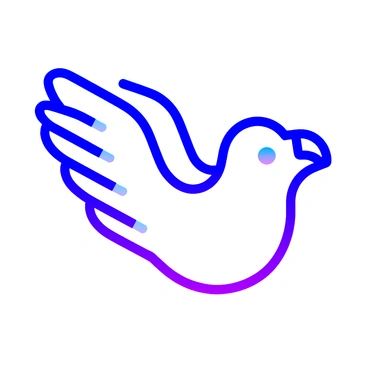 An icon of a bird soaring with its wings wide open against a clear sky.