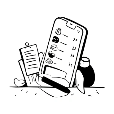 A smartphone positioned upright on a kitchen counter, displaying a digital screen that shows a list of pantry items. The list includes various food items with their corresponding expiration dates next to each item. A notepad and a pen are beside the smartphone, suggesting an organization theme. Soft shadows are cast by the smartphone, adding depth to the scene. The countertop has a textured surface, enhancing the overall composition.