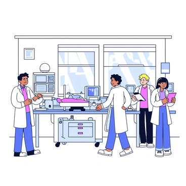 Scientists conducting research on ECMO innovations in a modern laboratory