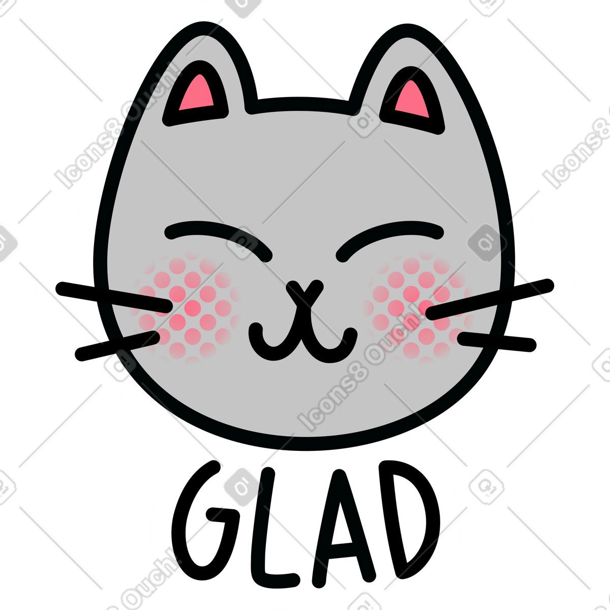 Frohe katze mit text froh-Illustration im Purrfect-Stil als Download in PNG, SVG