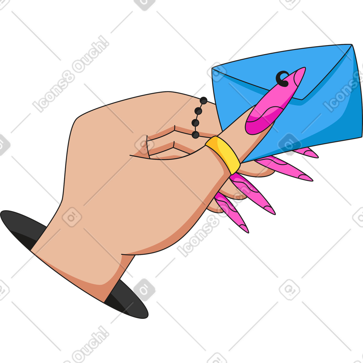 Illustration Main avec un message dans le style Moji à télécharger aux formats PNG, SVG