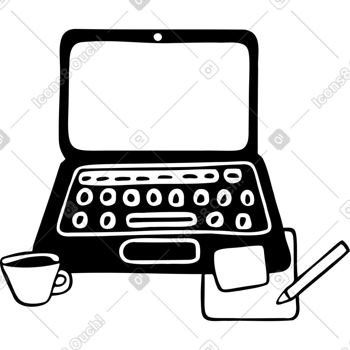 Working space illustration in Journal style download in PNG, SVG