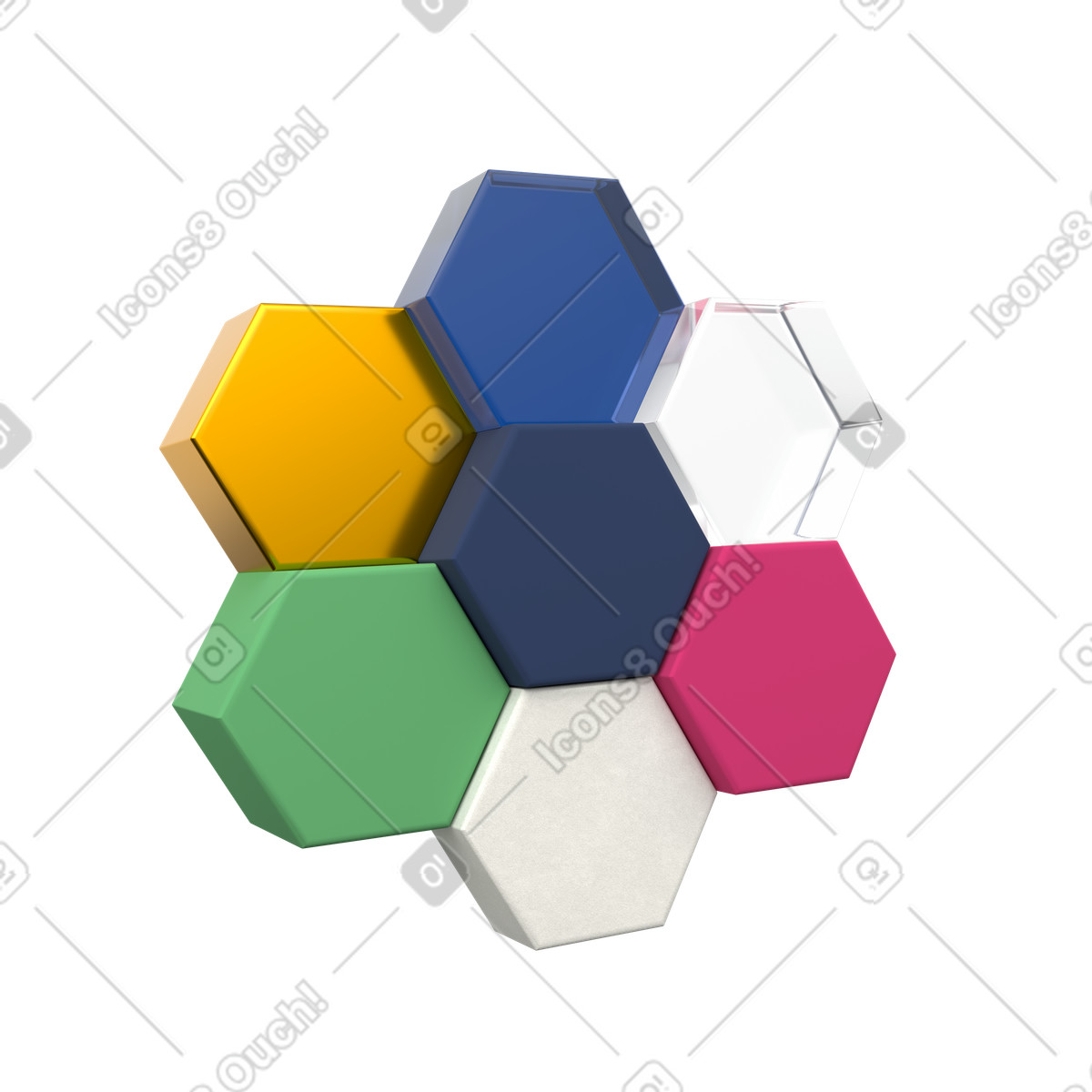 Illustration Abstract honeycomb structure, Investment portfolio diversification, Asset allocation dans le style 3D Grid à télécharger aux formats PNG, SVG