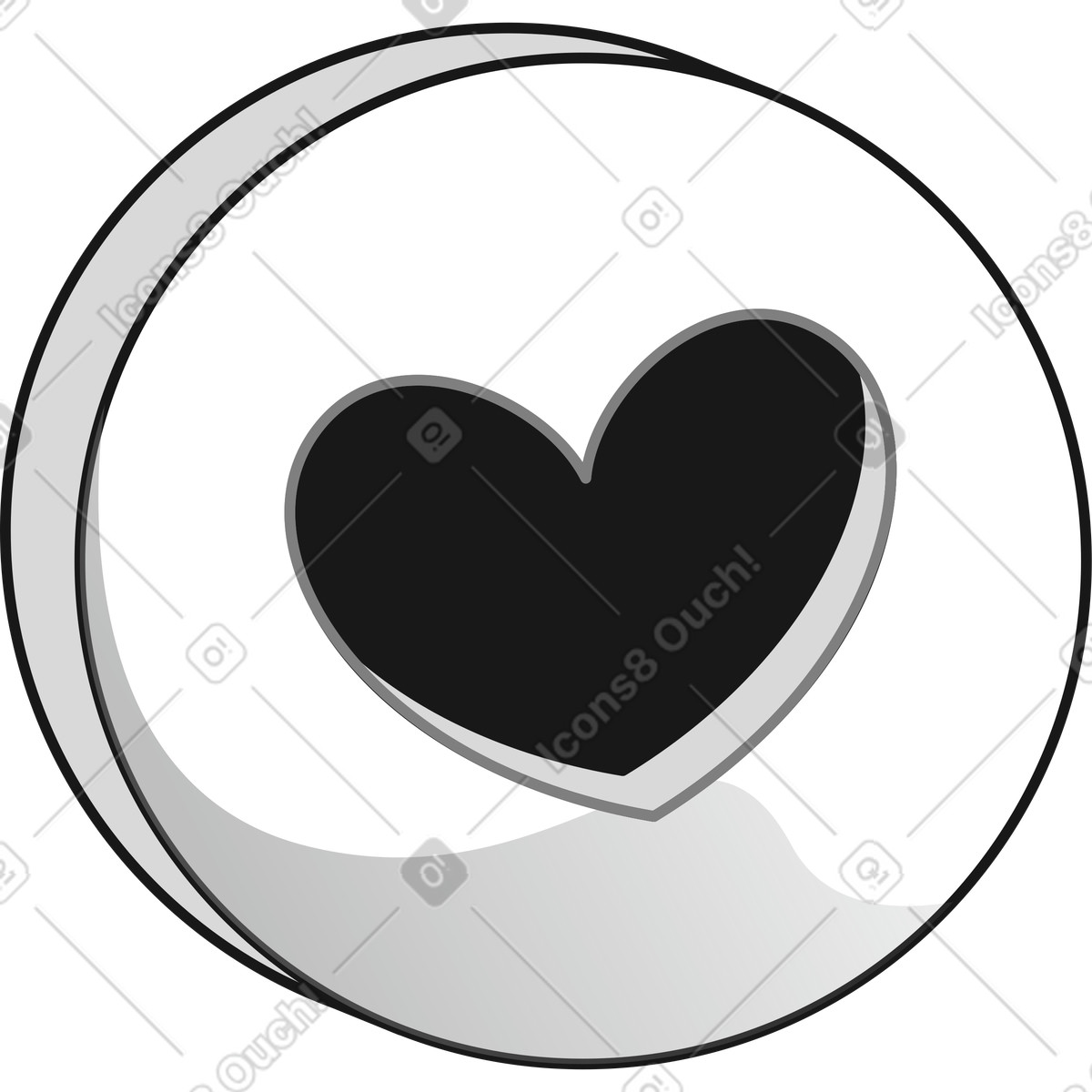 Circular online like heart button illustration in Futuristic style download in PNG, SVG