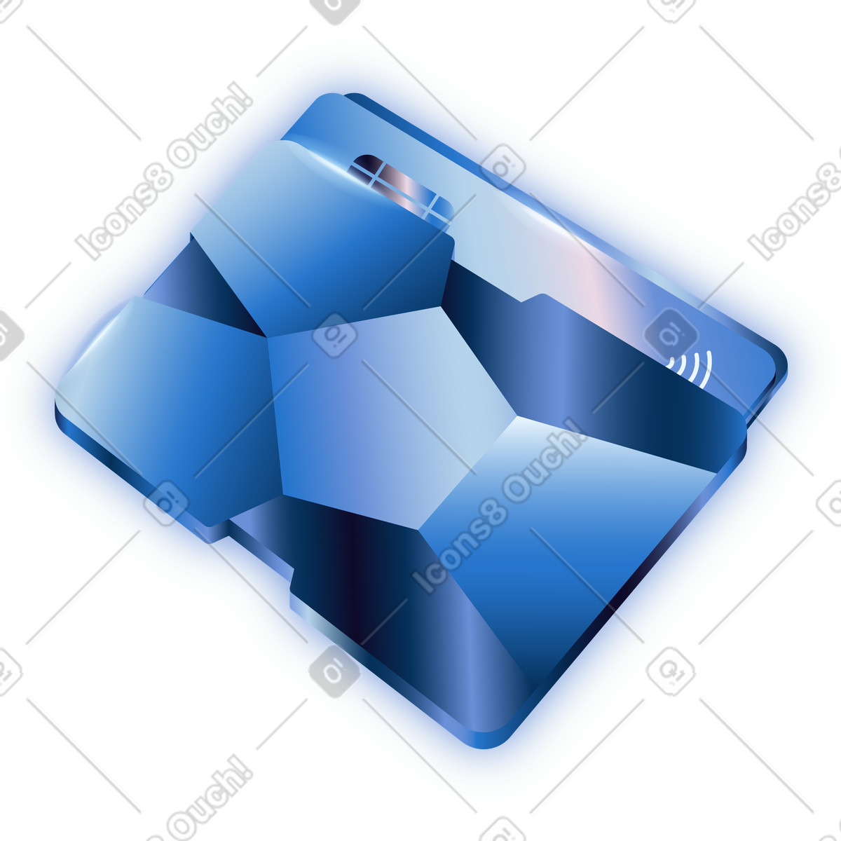 Blue e-wallet cardholder illustration in Dimension style download in PNG, SVG