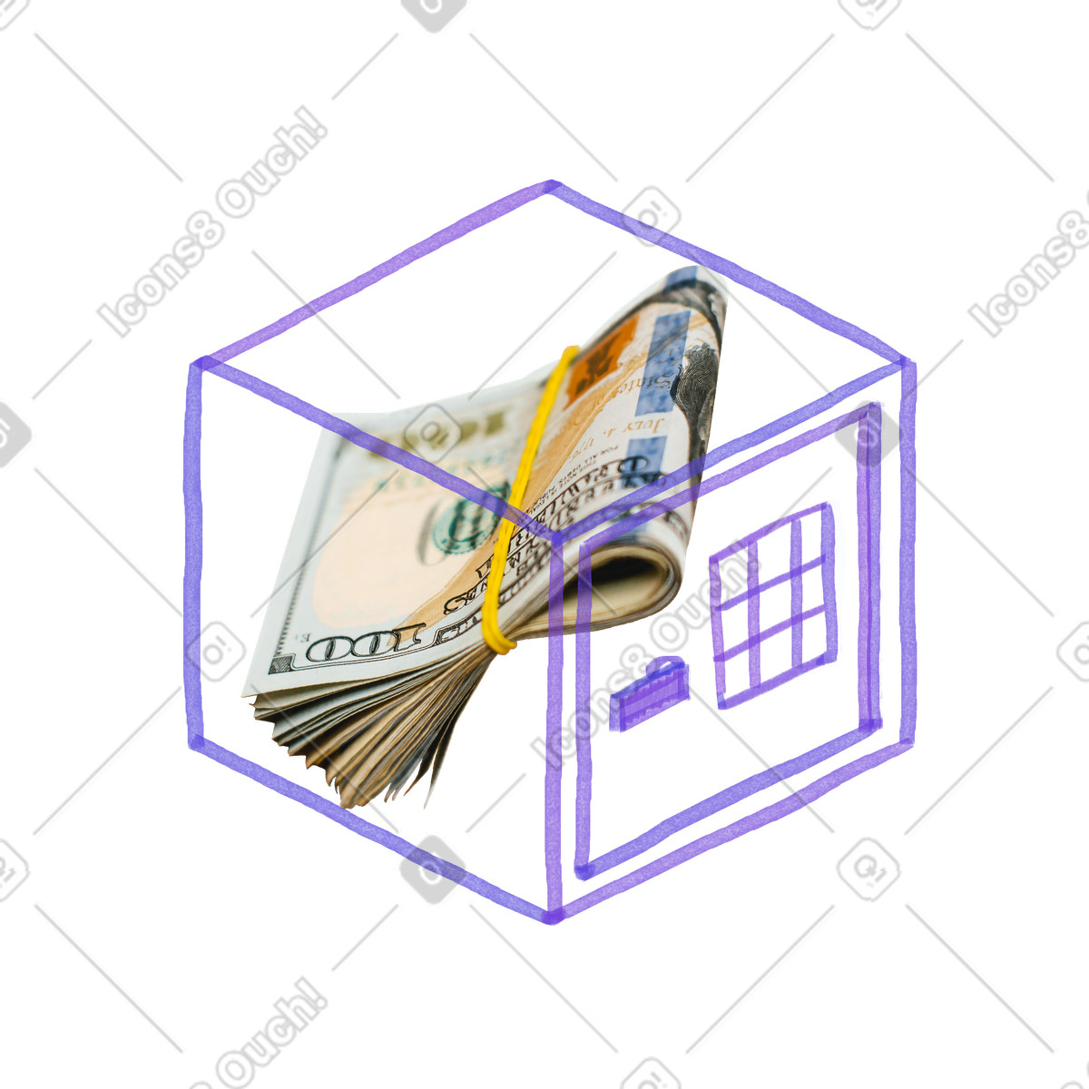 Ilustração de Preservando as finanças, dinheiro em segurança no estilo Marker para baixar PNG, SVG