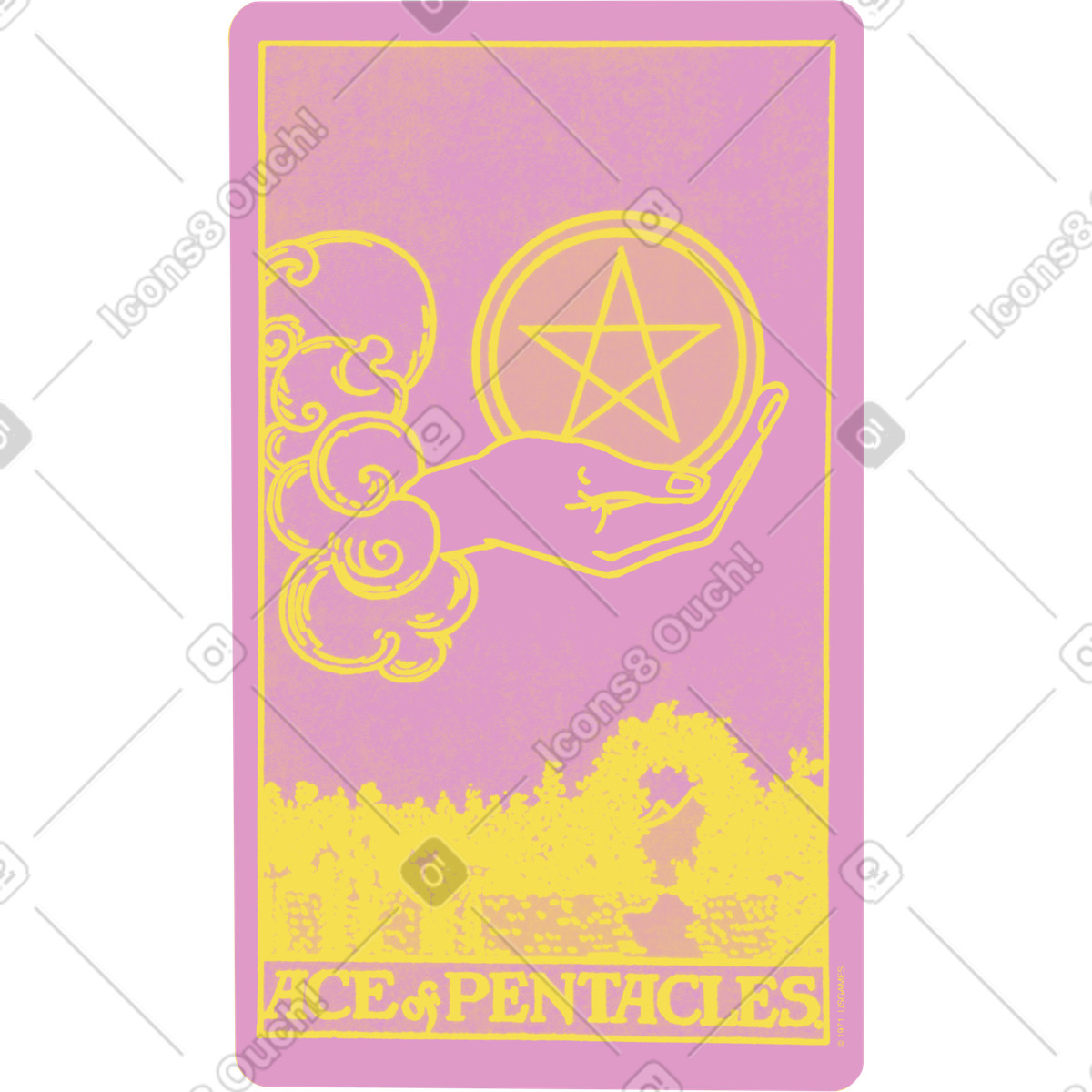 Tarot card ace of pentacles illustration in Print style download in PNG, SVG